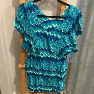 Blue teal turquoise loose flowy dress
